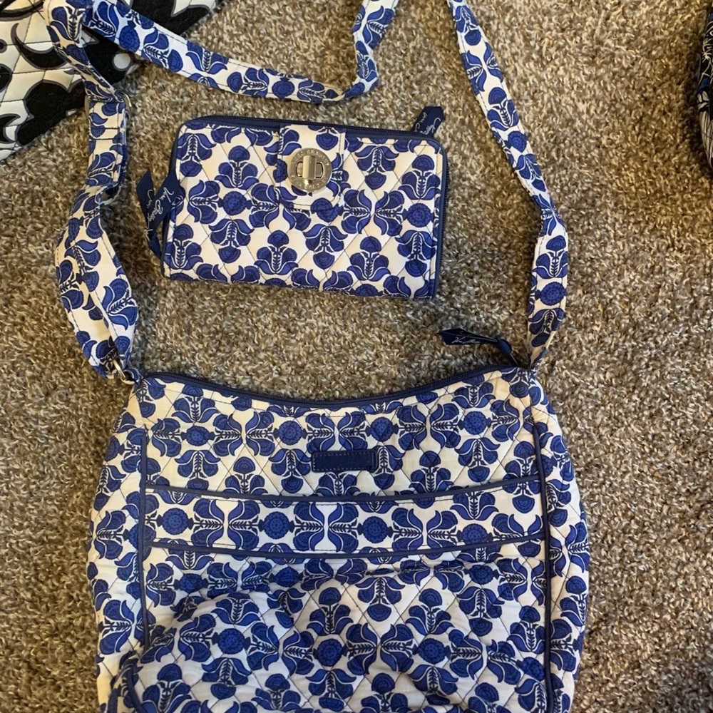 Vera Bradley Cobalt Tile Crossbody with matching wallet!!